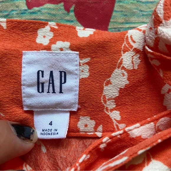 Gap Orange White Floral  Wrap Ruffle Skirt Size 4 - Picture 3 of 8